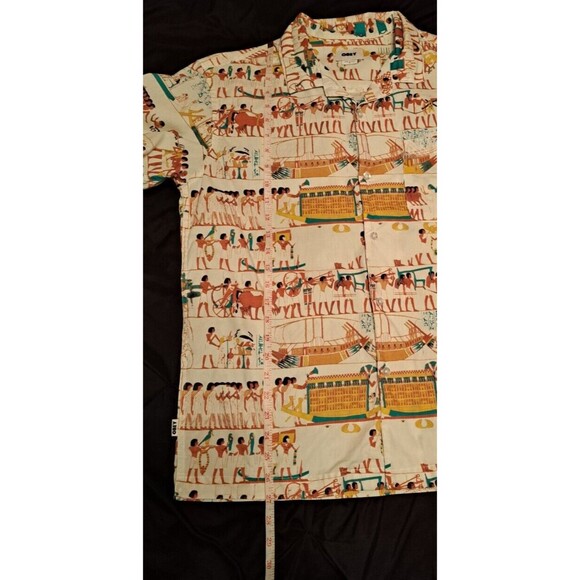 Obey Egyptian Pattern 100% Cotton Short Sleeve Collared Polo Shirt Size Small - Picture 10 of 16